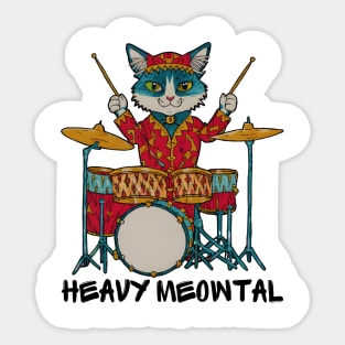 Cat Playing Drums Sticker